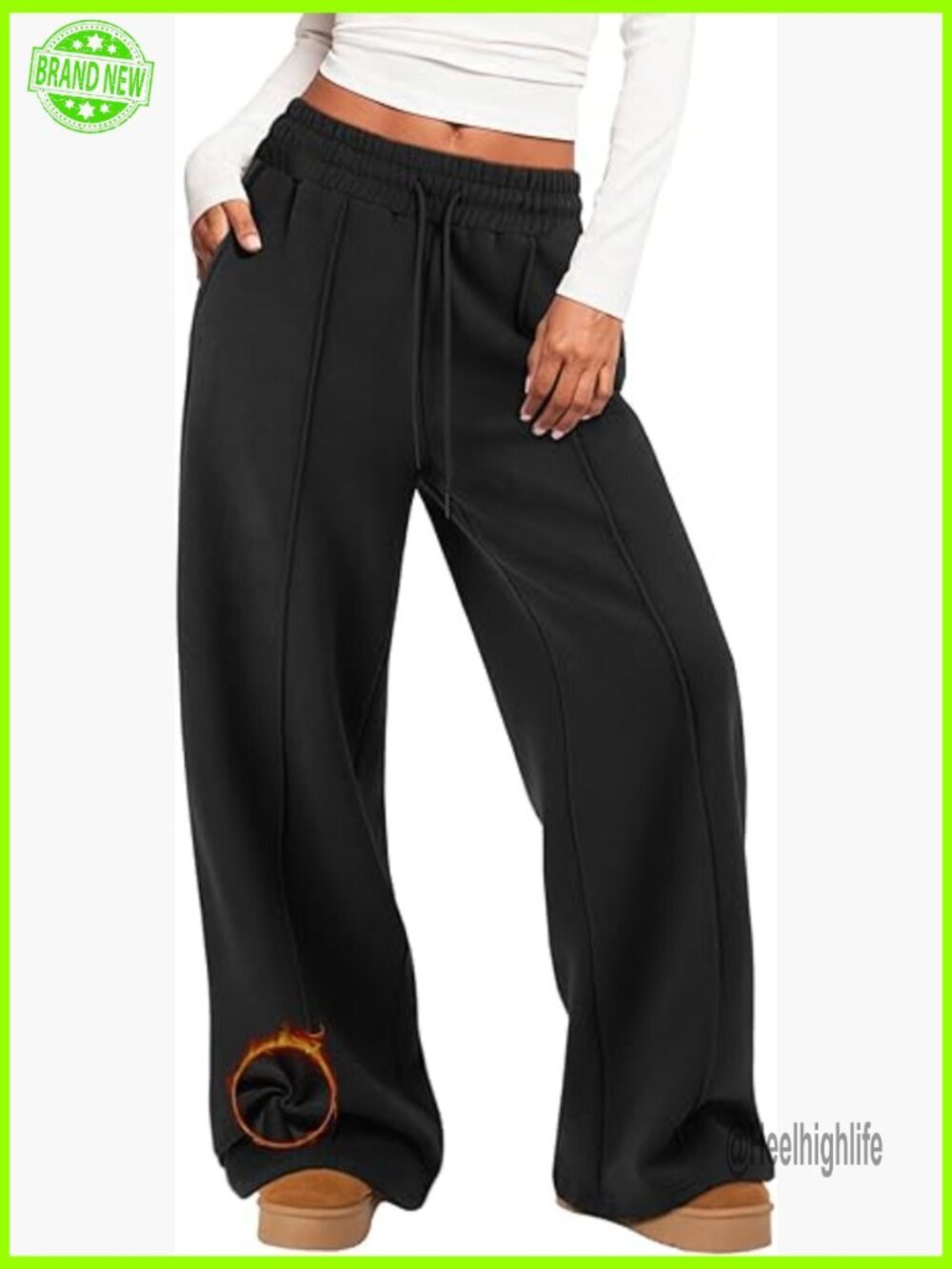 Wide Leg Sweatpants Fleece Lined Baggy Drawstring Joggers